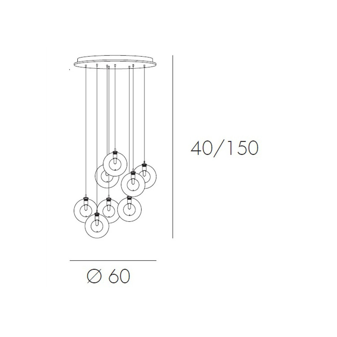 Lampadario TP-WILLOW 1098 G9 40W 8 luci sospensione moderna sfere interno