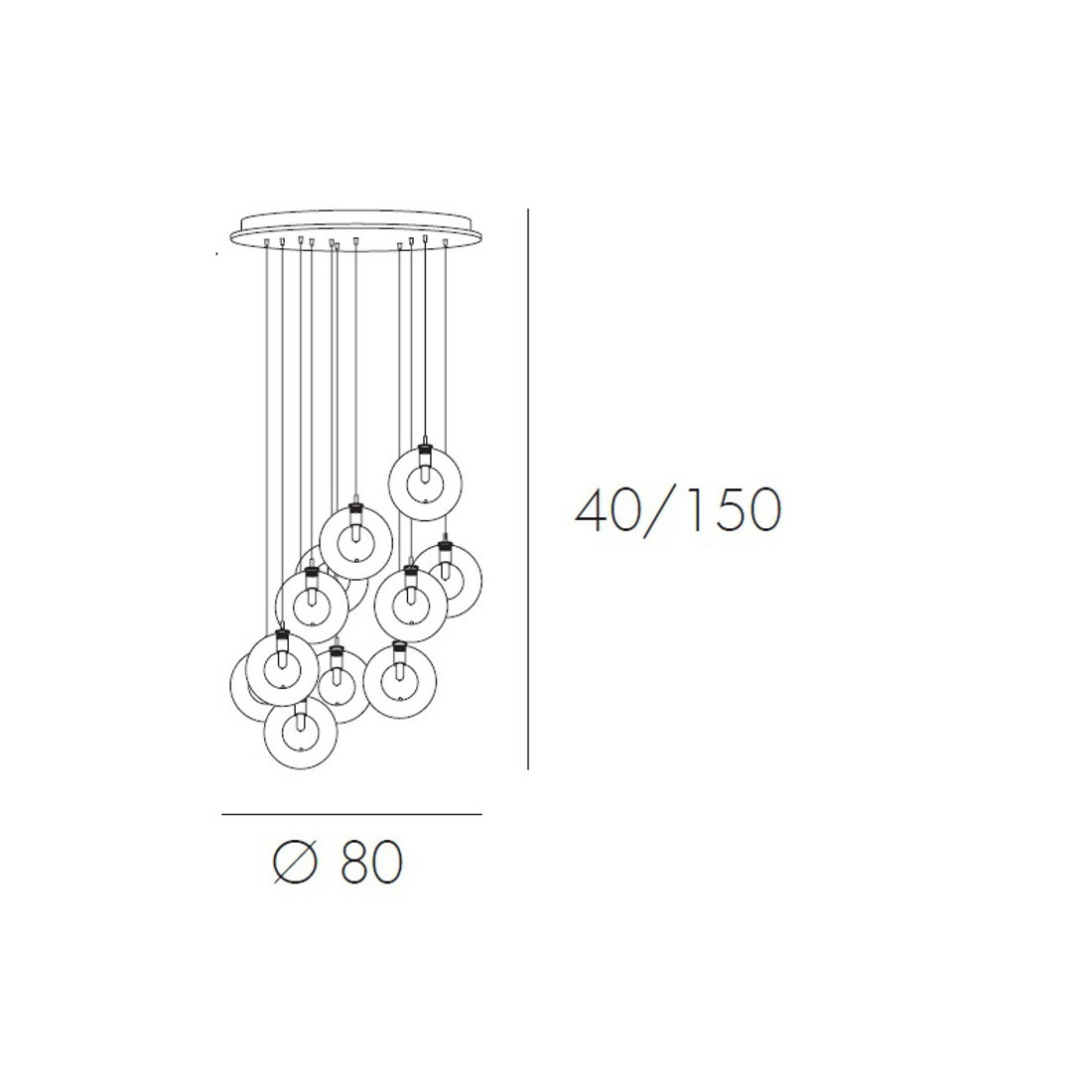 Lampadario TP-WILLOW 1098 G9 40W 12 luci sospensione moderna sfere