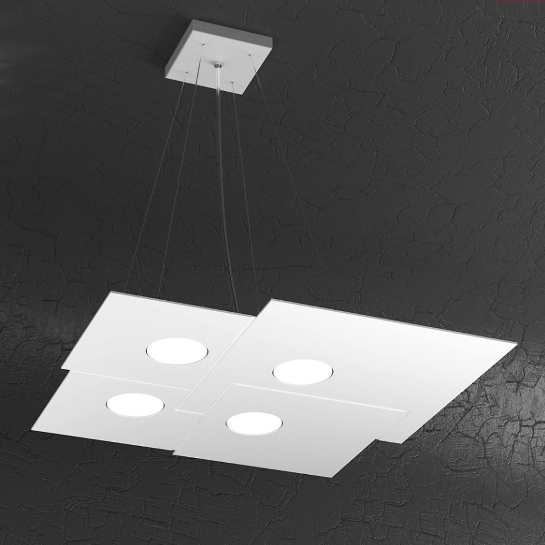 Lampadario TP-PLATE 1129 S4 +2 54W Gx53 Led metallo bianco biemissione sospensione moderna