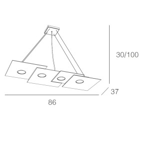 Lustre TP-PLATE 1129 S4 R 36W Gx53 Rectangulaire blanc métal LED suspension lumineuse moderne