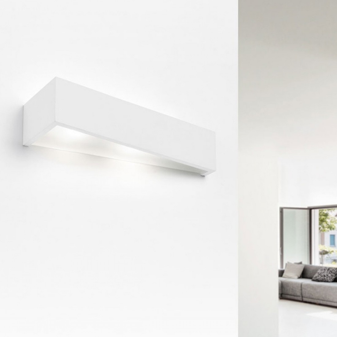 SF-TEOS T174.11 G9 LED 34.5CM applique murale en plâtre blanc à peindre avec double émission à l'intérieur