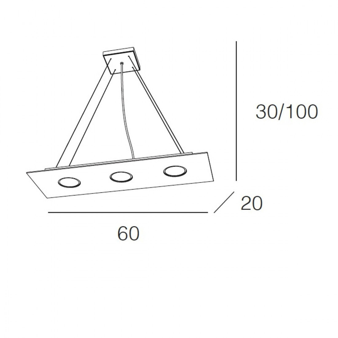 Lampadario TP-AREA 1127 S3 R+2 45W Gx53 Led 60x20 biemissione metallo bianco sospensione moderna rettangolare