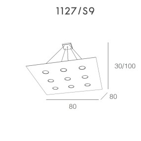 Lampadario TP-AREA 1127 S9+4 117W Gx53 Led 80x80 biemissione metallo bianco sospensione moderna quadrata