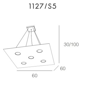Lustre TP-AREA 1127 S5 + 2 63W Gx53 Led 60x60 suspension carrée moderne en métal blanc bi-émission