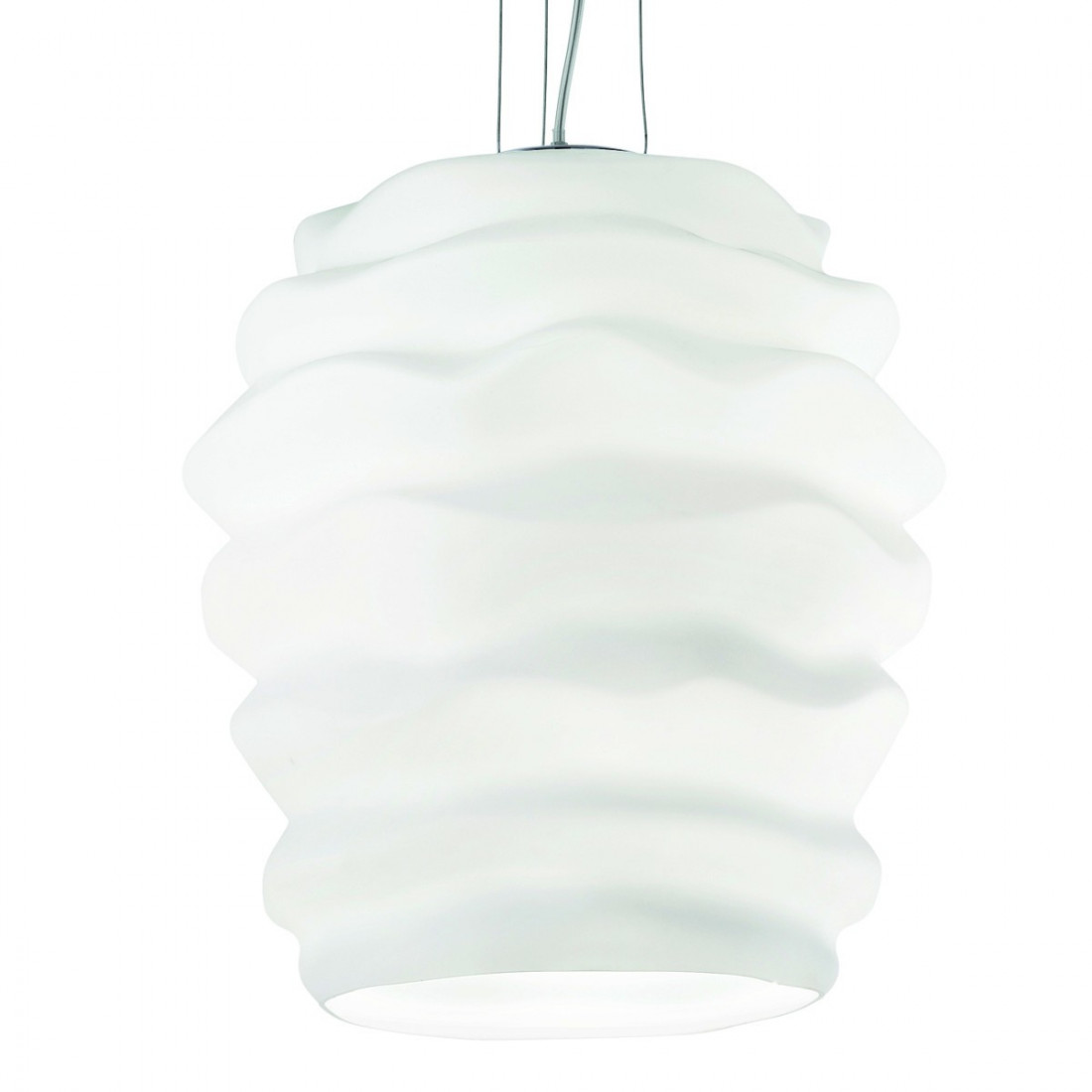 Lampadario ID-KARMA SP1 BIG E27 led vetro bianco soffiato sospensione moderna interno