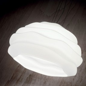 Lampadario ID-KARMA SP1 SMALL E27 led vetro bianco soffiato sospensione moderna interno