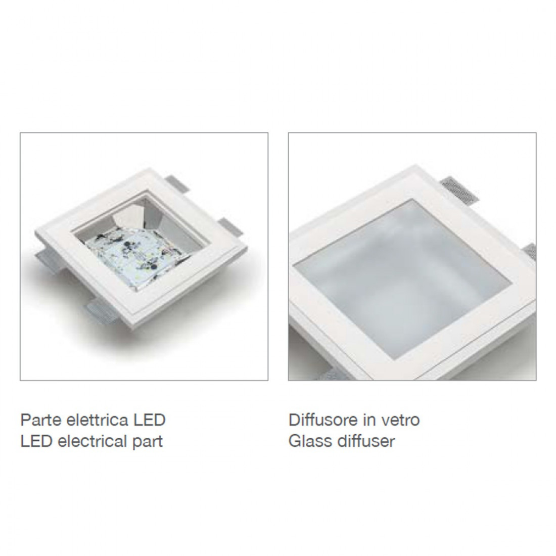 Faretto incasso BF-4046 3025 LED 16W 2200LM WIRELESS quadrato gesso soffitto parete cartongesso interno IP20