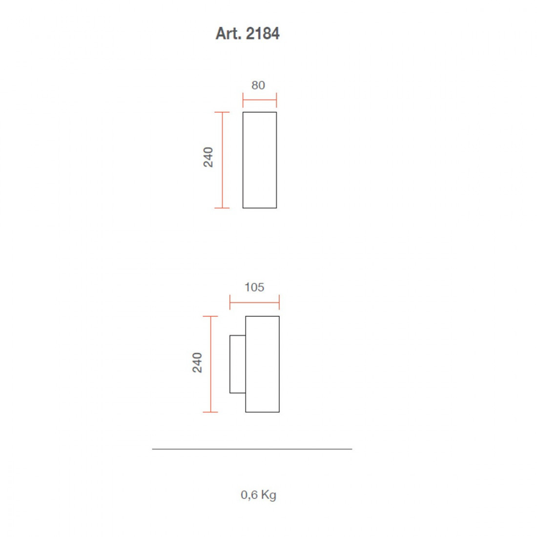 Applique BF-2184 G9 LED plâtre blanc à peindre biémission cylindre interne IP20