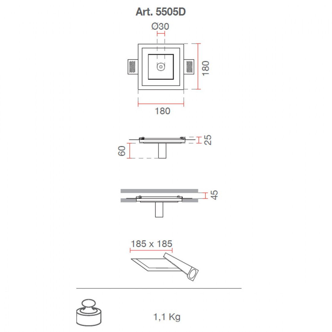 Rosone BF-5505D accessorio scomparsa controsoffitto cartongesso