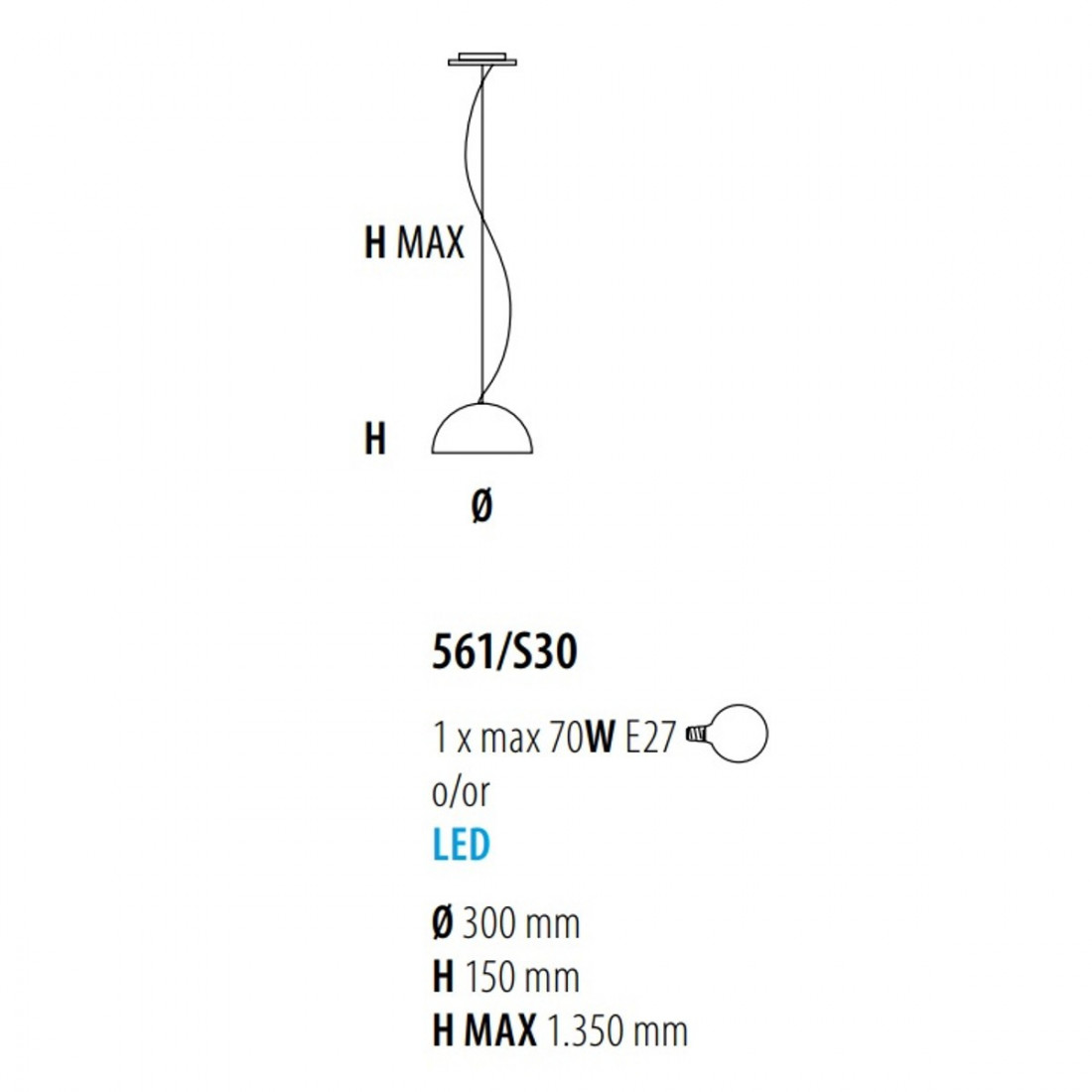 Lampadario DUNE 561 S 30 Fratelli Braga