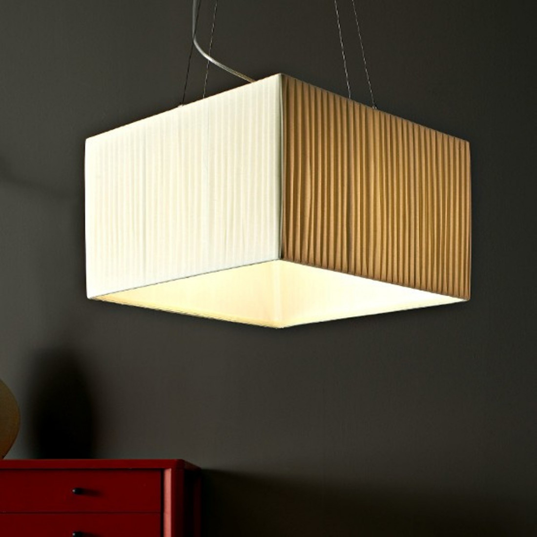 Suspension IL-ASSO E27 Abat-jour lustre carré LED avec tissu interne