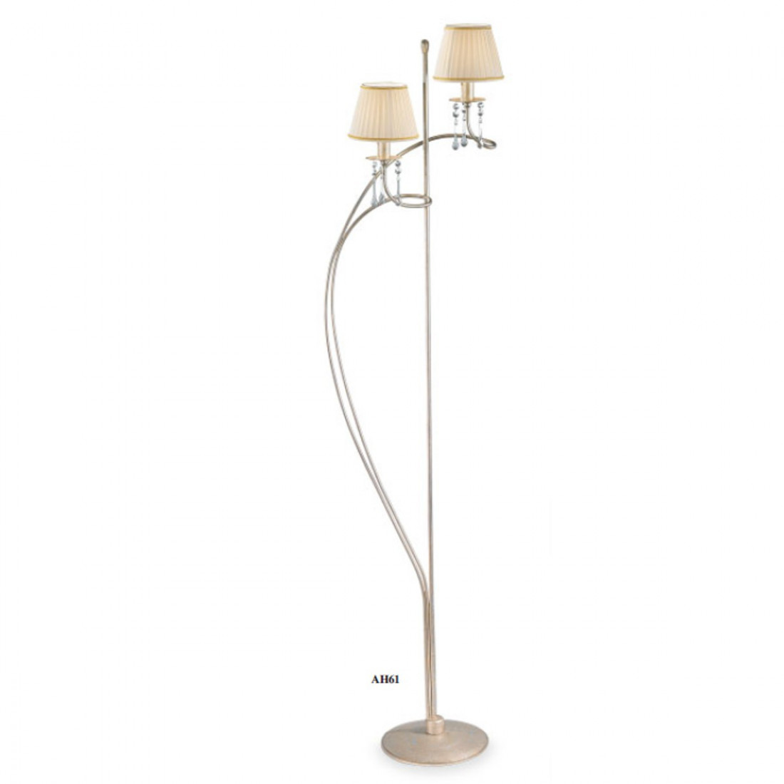 Lampadaire FA-ATHENE AH61 E14 LED abat-jour en métal lampadaire en tissu élégant intérieur classique