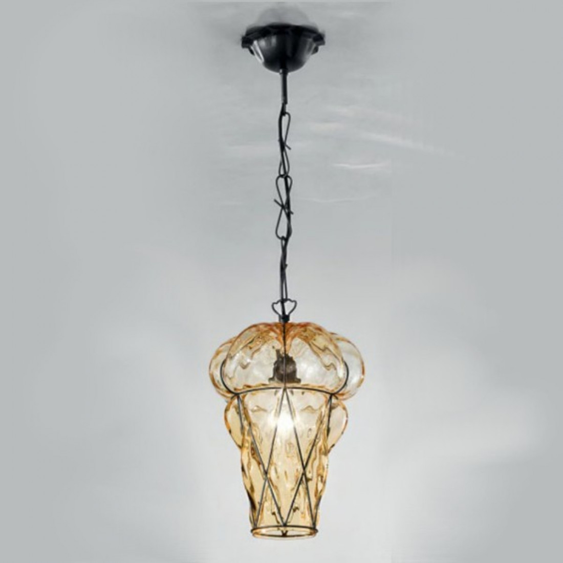 Suspension SY-TIEPOLO 1443 E27 LED INOX classique en acier soufflé lustre en verre de Murano à l'intérieur