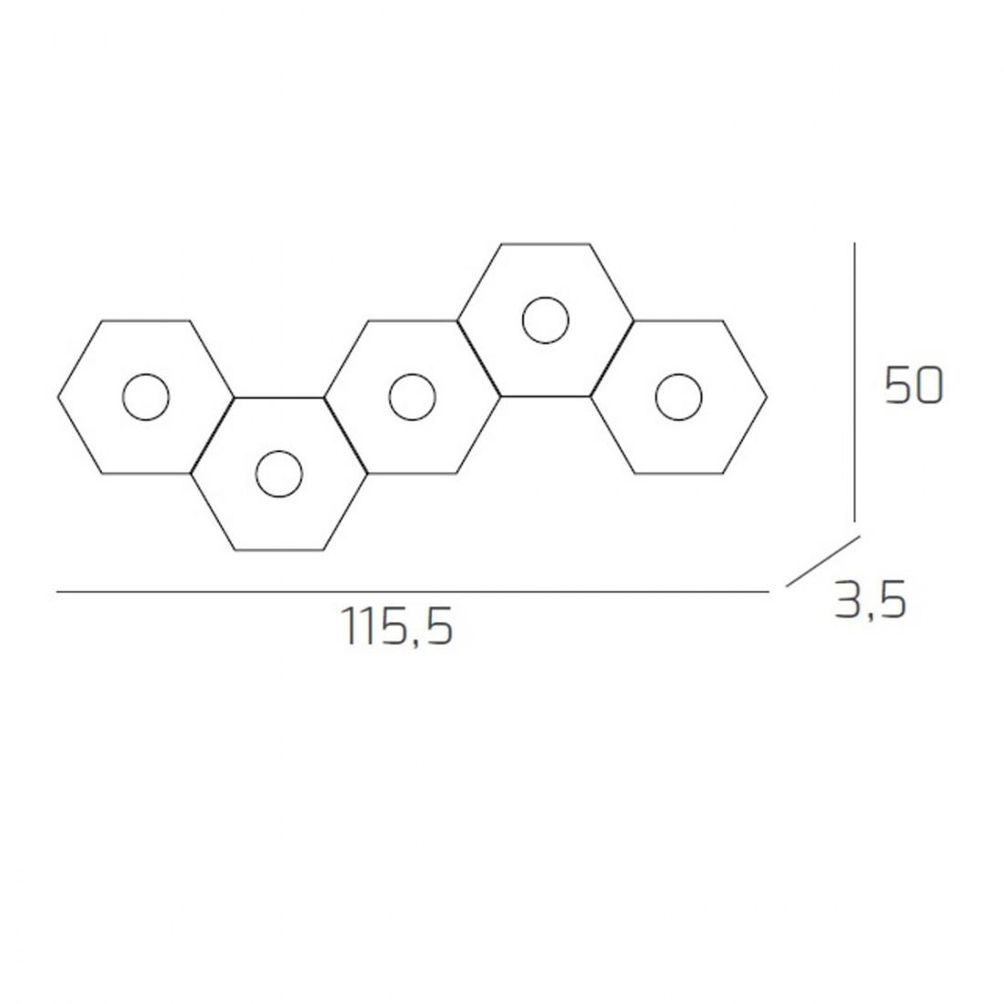 Plafoniera TP-HEXAGON 1142 5L A4 GX53 LED metallo esagonale lampada parete soffitto moderna interno