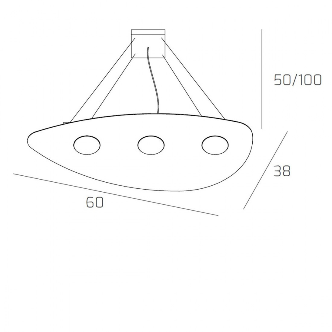 Suspension TP-SHAPE 1143 S3 + 2 GX53 LED blanc métal gris lustre sable triangle intérieur moderne