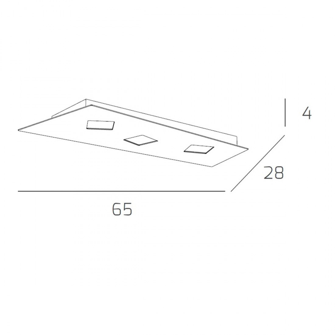 Plafoniera NOTE 1140 3 GX53 LED metallo bianco grigio sabbia lampada soffitto parete rettangolare moderna interno