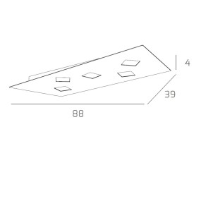 Plafoniera NOTE 1140 5 GX53 LED metallo bianco grigio sabbia lampada soffitto parete rettangolare moderna interno