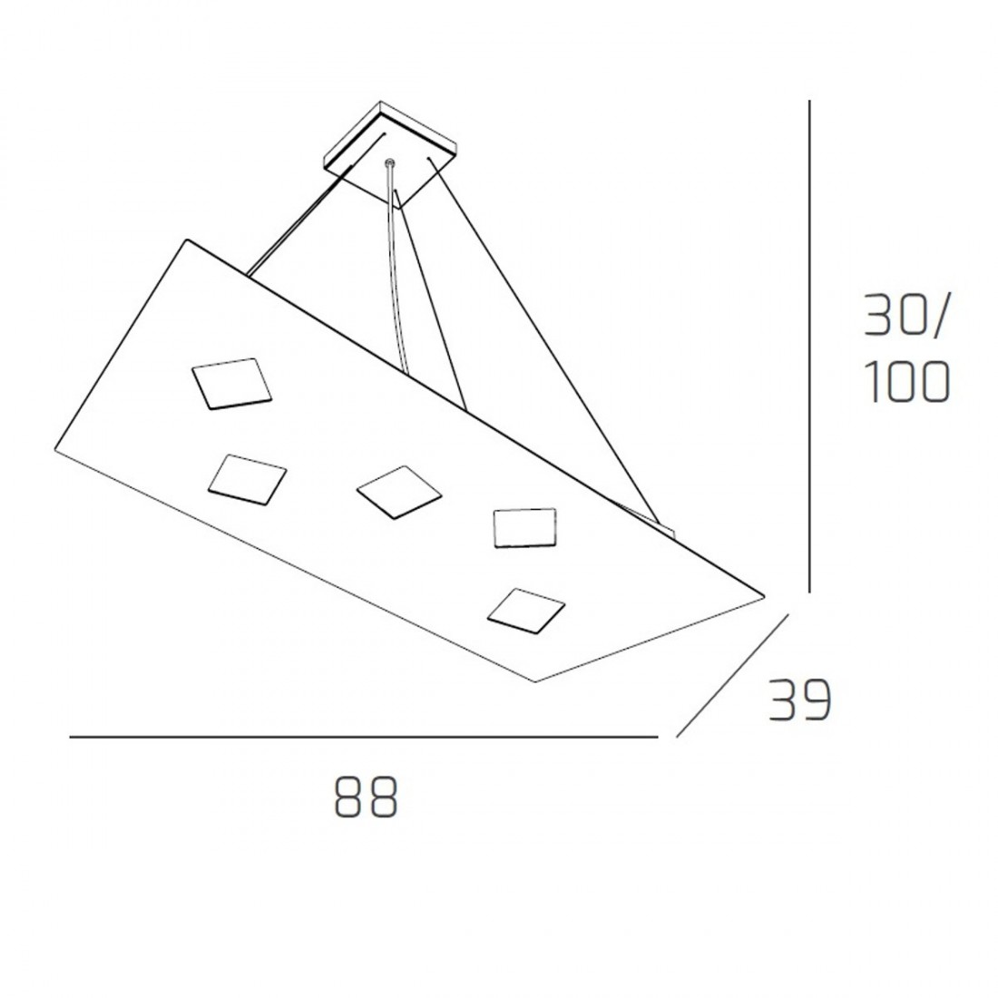 Sospensione NOTE 1140 S5+2 GX53 LED biemissione metallo bianco grigio sabbia lampadario rettangolare moderna