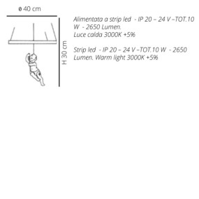 Lampadario EM-COSCIENZA CL1499 10W LED 2650LM 3000°K polimetilmetacrilato bianco resina rosso sospensione moderna anello modulo