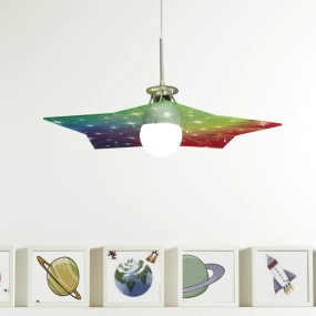 Sospensione EM-STAR CL1532 99 E27 LED multicolor cristallo acrilico trasparente lampada soffitto stella camerette bambini