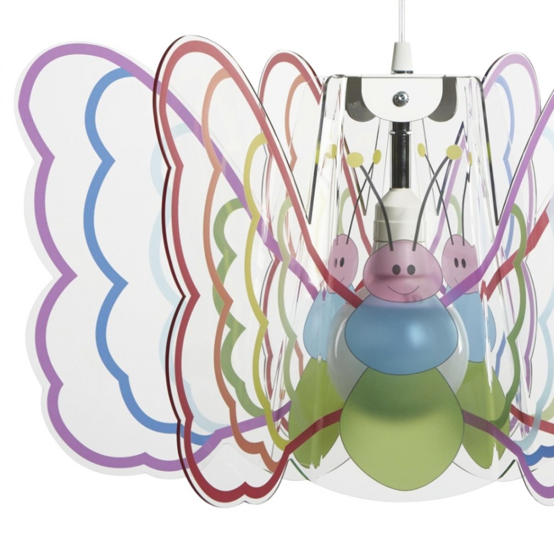 Sospensione EM-BUTTERFLY CL1528 E27 LED metacrilato multicolor lampadario farfalla moderno camerette bambine