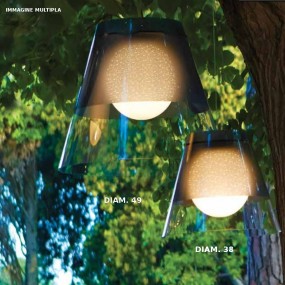 Suspension EM-QUATTROSTAGIONI CL1556 IP44 E27 Lustre LED à cône extérieur en bronze méthacrylate