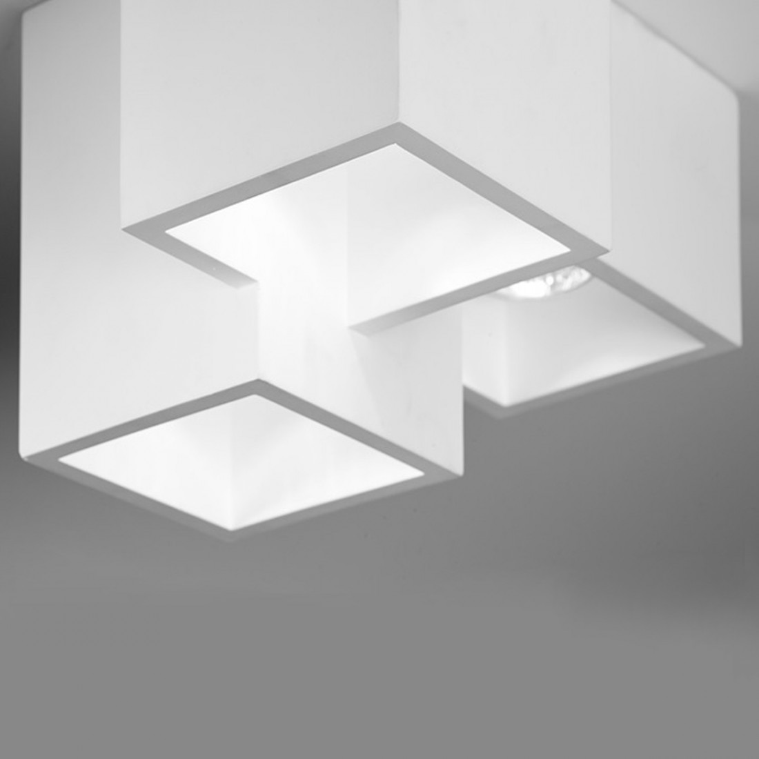 Quader aus weißem Gips, drei Lichter, Multi-Licht, GU10 LED