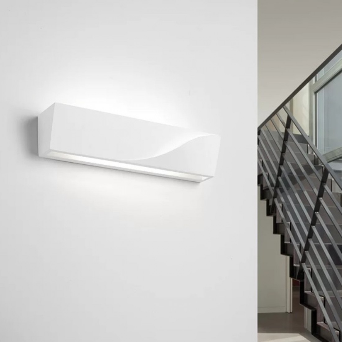 Applique SF-PELLENE T201 G9 LED 35.5CM gesso bianco verniciabile lampada parete biemissione luce indiretta interno