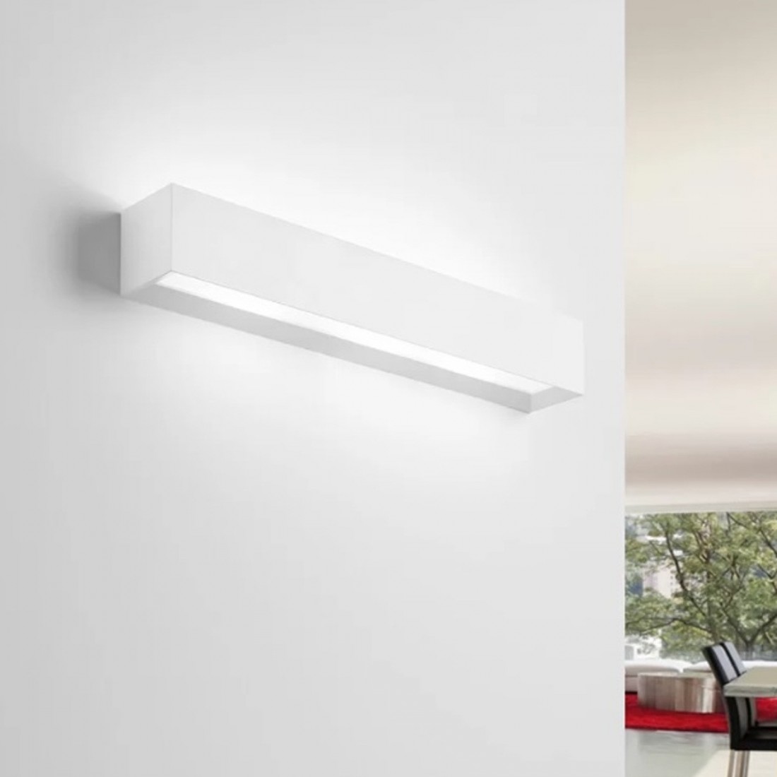 Applique SF-HERMIONE T210 G9 LED 52.5CM gesso bianco verniciabile lampada parete biemissione luce indiretta interno