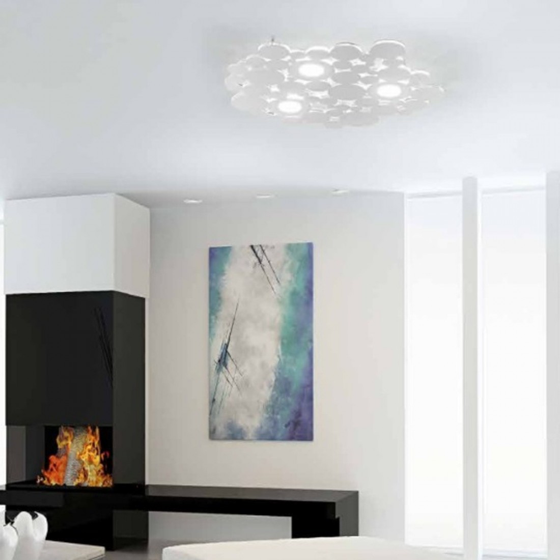 Plafoniera CO-BOLLE 755 60 PA 51W LED 4500LM 3000°K dimmerabile metallo bianco sabbia grigio lampada soffitto moderna interno