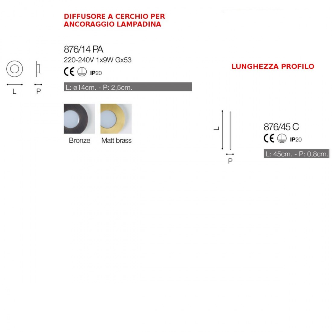 Plafoniera moderna Cattaneo VINTAGE 876 45 PA Gx53 LED