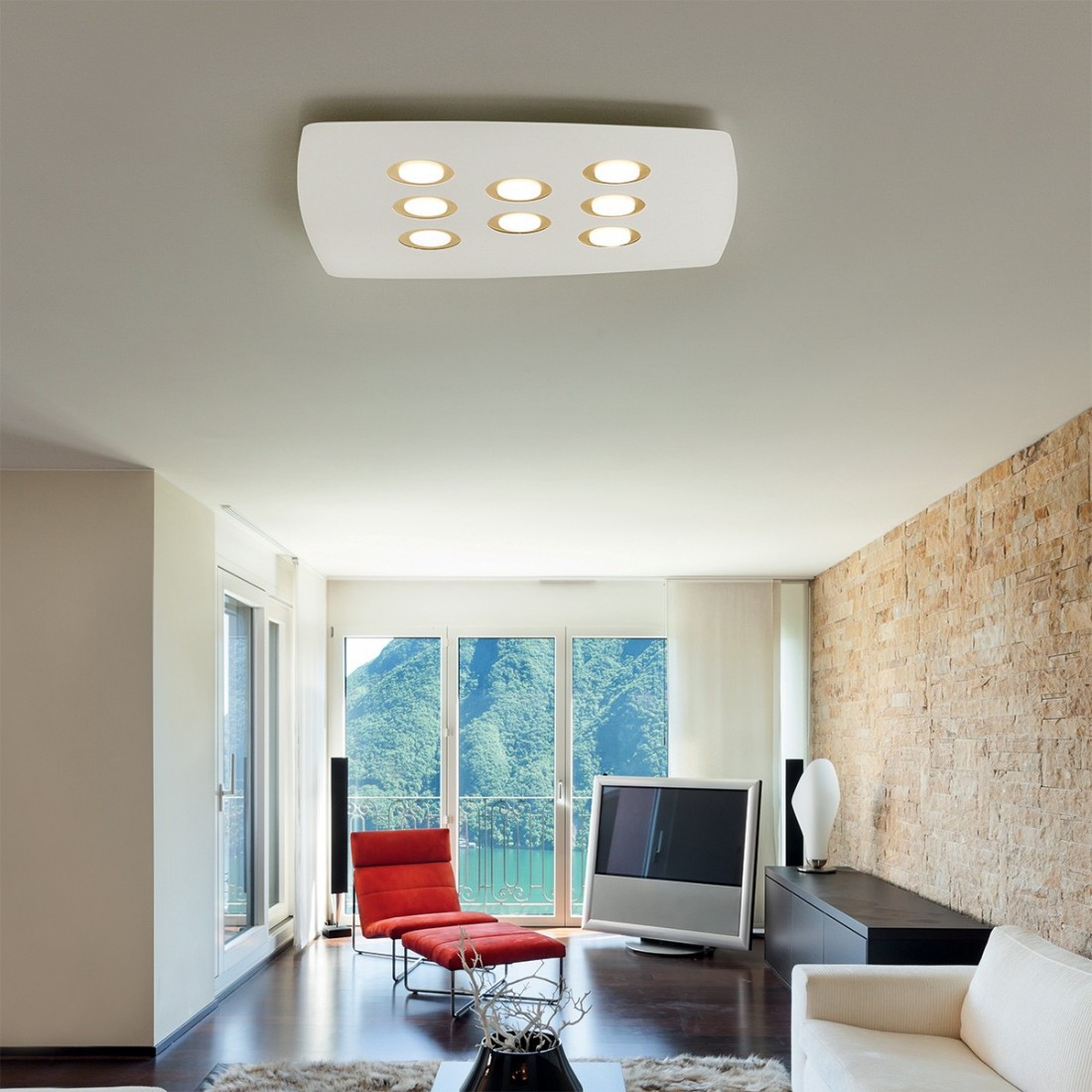 Plafoniera IL-DEMETRA 8 BN SL GX53 LED 70x70 metallo bianco lampada parete soffitto quadrata moderna multiluce interno