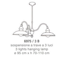 Lampadario LM-6975 3B E27 LED classica rustica metallo brunito piatti orientabili sospensione interni