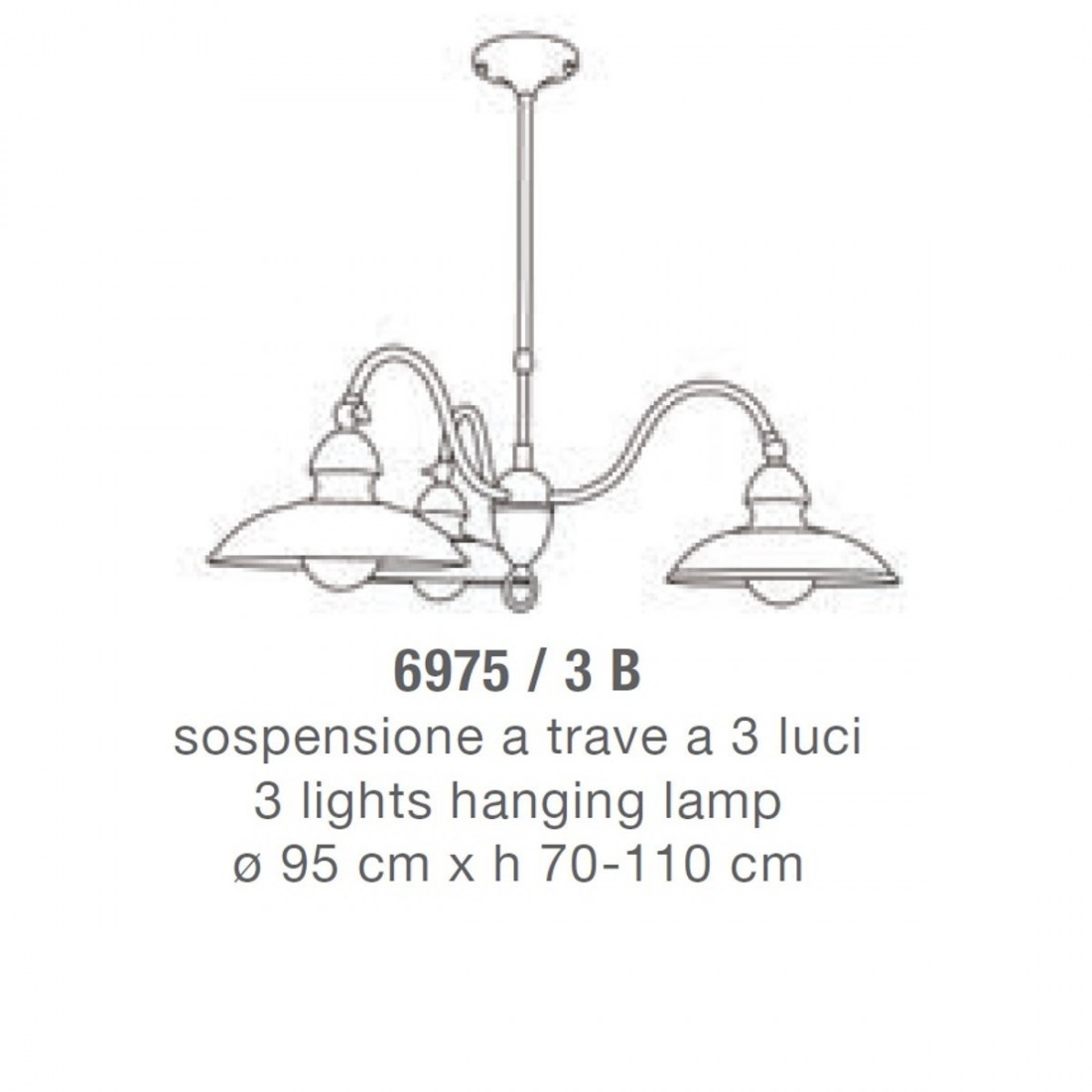 Lampadario LM-6975 3B E27 LED classica rustica metallo brunito piatti orientabili sospensione interni