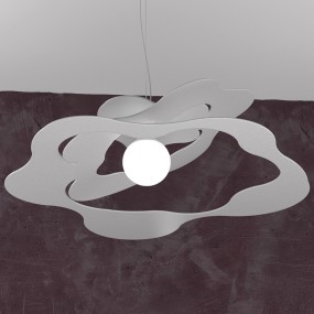 Suspension TP-RIPPLES 1158 S70 E27 LED lustre métal blanc gris sable ultra-moderne avec fleur ondulée à l'intérieur