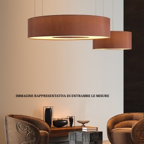 PN-SATURNO E27 LED 75cm lustre faux cuir tissu suspension cylindre moderne multi-lumière cap à l'intérieur