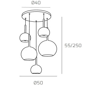 Lampadario TP-FUTURE S5 TMIX E27 LED vetro pirex soffiato colorato ampolla calate piastra moderno classico multiluce