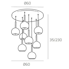 Lampadario TP-FUTURE S5 TMIX MC E27 LED vetro pirex soffiato colorato ampolla calate piastra moderno classico multiluce