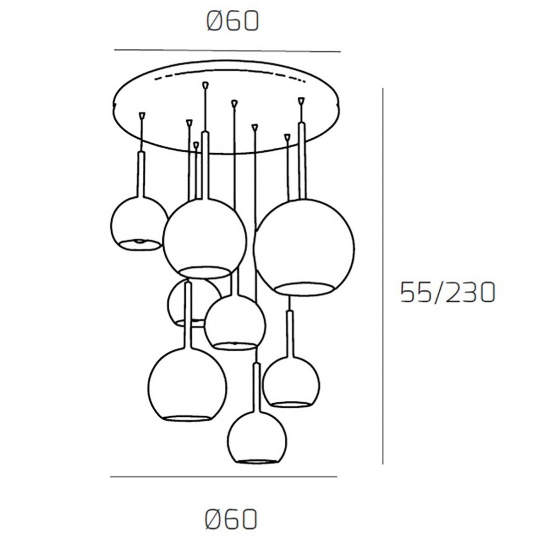 Lampadario TP-FUTURE S8 TMIX E27 LED vetro pirex soffiato colorato ampolla calate piastra moderno classico multiluce