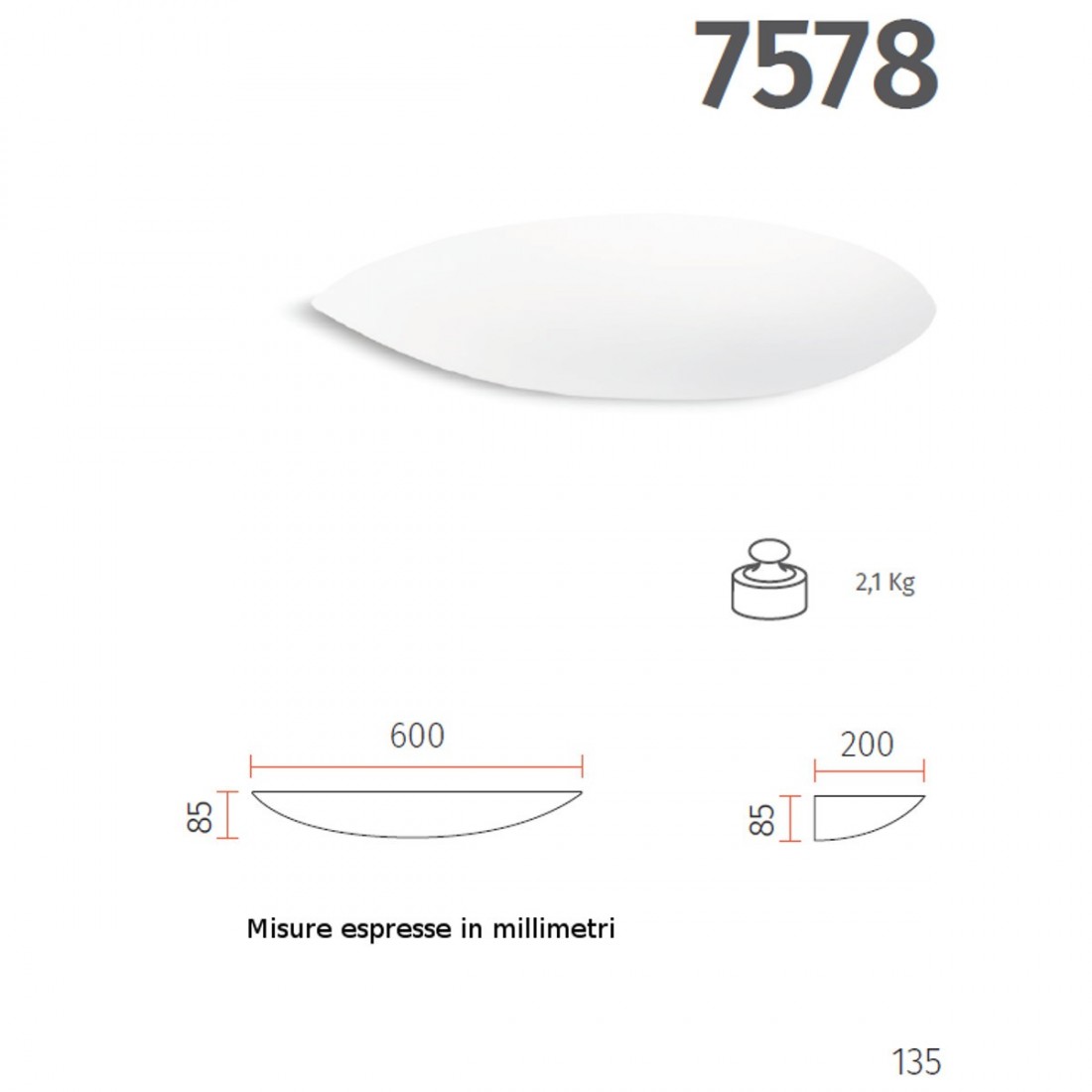 Applique o lampada da parete in gesso a led 7578 Belfiore 9010