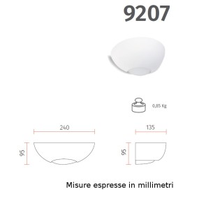 Applique BF-9207 3057 LED 9W gesso bianco verniciabile lampada parete biemissione vaschetta interno IP20