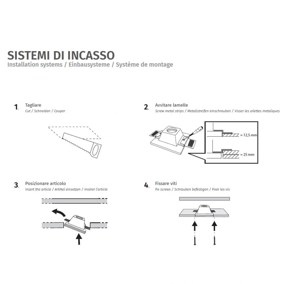 Faretto incasso BF-4174 35 GU10 LED gesso bianco verniciabile quadrato cartongesso muratura interno IP20