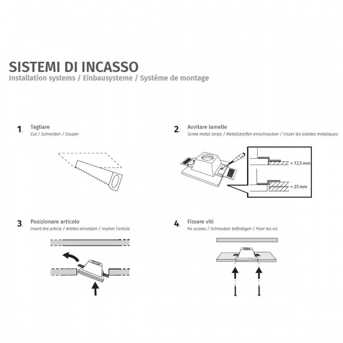 Spot encastré BF-4175 GU10 à LED en plâtre blanc à peindre en placoplâtre, maçonnerie interne IP20