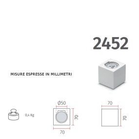 Applique BF-2452 7X7 GU10 10W LED gesso bianco verniciabile lampada parete monoemissione cubo interno IP20