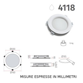 Spot encastré BF-4118 3015 88W Intégré SANS FIL LED plâtre blanc plafond rond disparition interne IP20 IP44