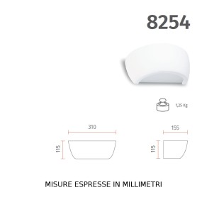 Applique BF-8254 3059 15W LED 2250LM gesso bianco verniciabile biemissione lampada parete vetro interno IP20