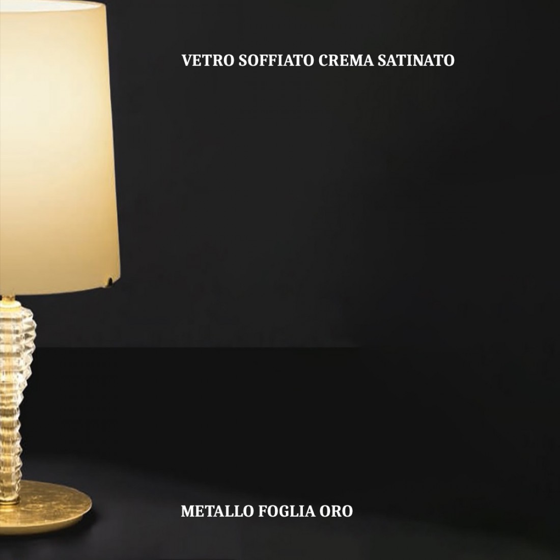 Abat-jour LM-4420 1L E27 LED 38H vetro soffiato bianco crema cristallo lampada tavolo classica interno