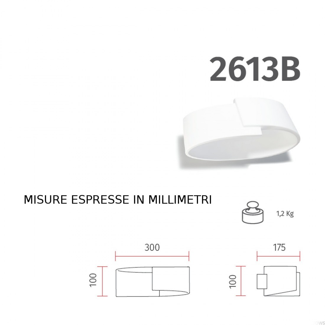 Applique BF-2613B LED 12W 1800LM gesso fascia verniciabile biemissione lampada parete interno IP20