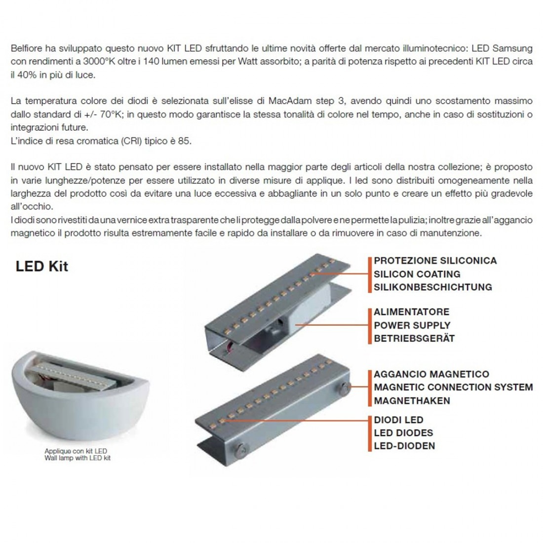 Belfiore 9010 ERIDA XL 8760.3061 LED-Gips-Wandleuchte
