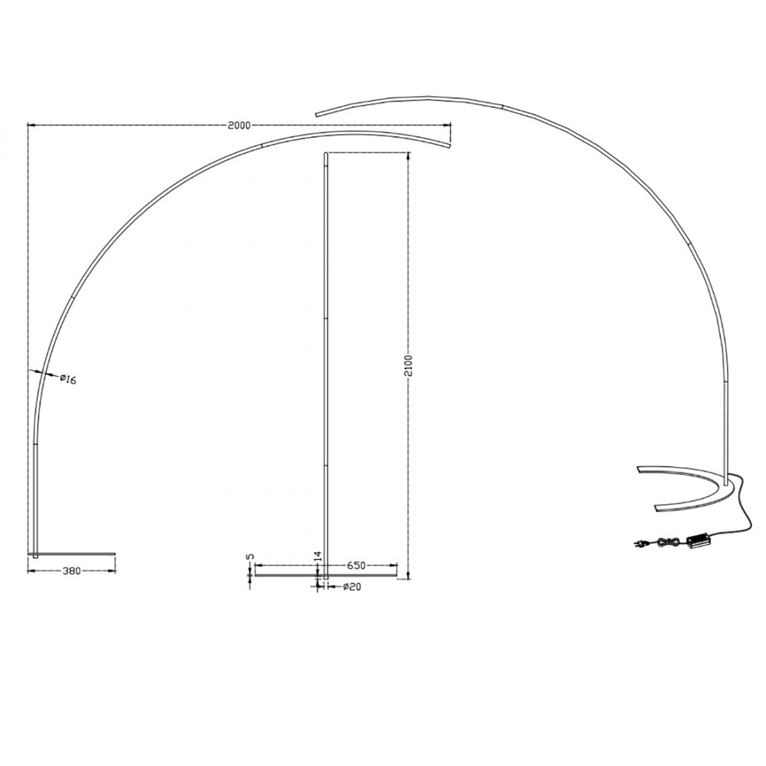 Trio Lighting dimmbare LED-Stehleuchte mit gewölbtem Arm